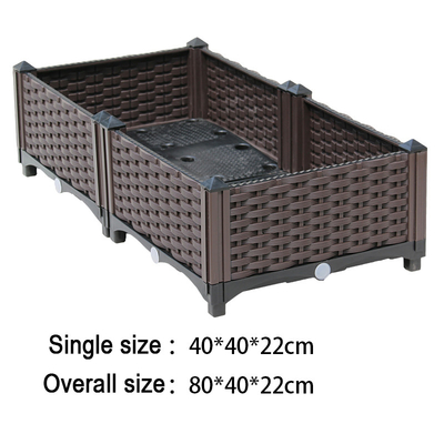 Gospodarstwo domowe 80*40*22 CM Brązowe plastikowe podniesione pudełka do sadzenia Prostokąt w stylu europejskim