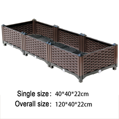 Gospodarstwo domowe 80*40*22 CM Brązowe plastikowe podniesione pudełka do sadzenia Prostokąt w stylu europejskim